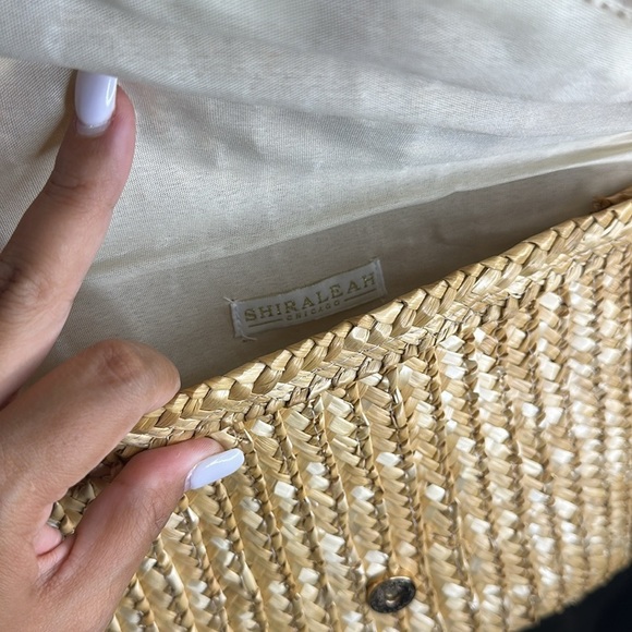 Shiraleah Fortuna Natural straw clutch with Pom poms - Picture 3 of 4